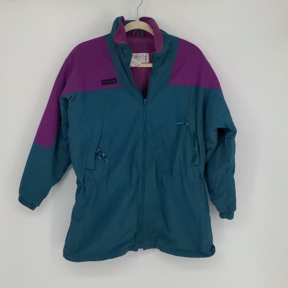 Columbia Women's Vintage Teal Purple‎ Jacket Size Medium Full Zip Ski Winter - Picture 1 of 15